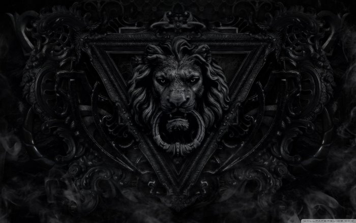 Dark Gothic Lion Emblem with Intricate Design