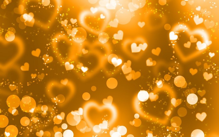 Golden hearts and bokeh lights