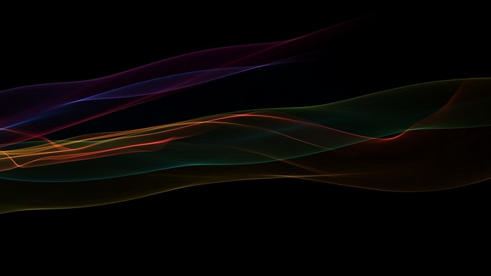 Colorful abstract smoke waves on black background