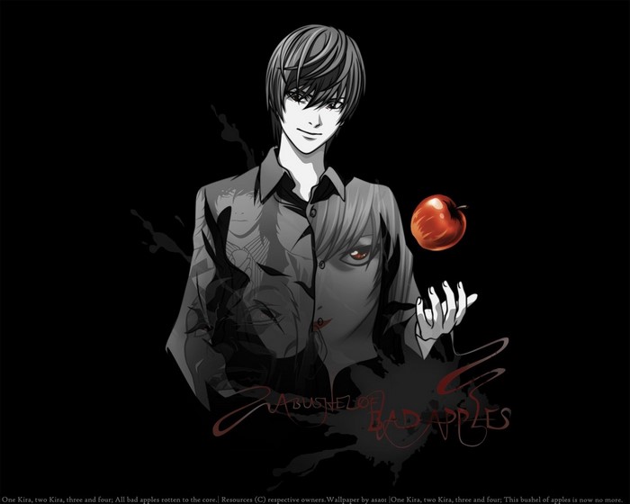Light Yagami with an apple