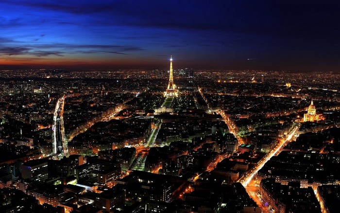 Eiffel Tower at night, Paris, France