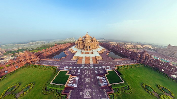 Akshardham Temple, Delhi, India - Top View Panorama