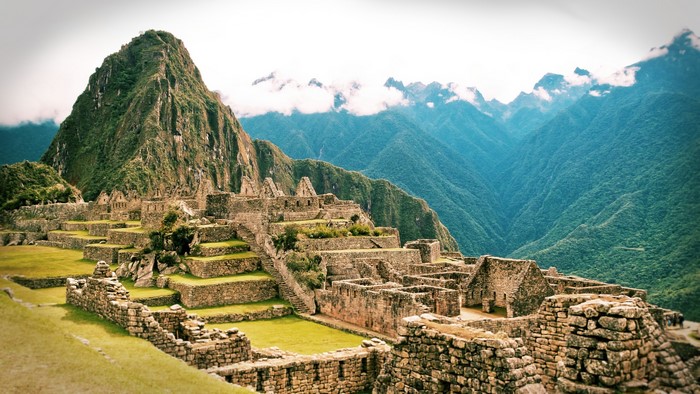 Machu Picchu ruins in the Andes Mountains, Peru
