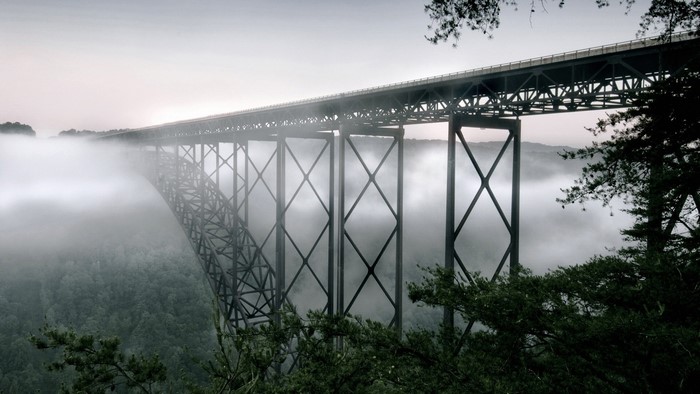 New River Gorge Bridge in Fog, West Virginia