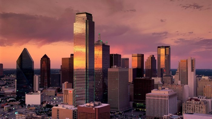 Dallas, Texas Skyscrapers at Sunset