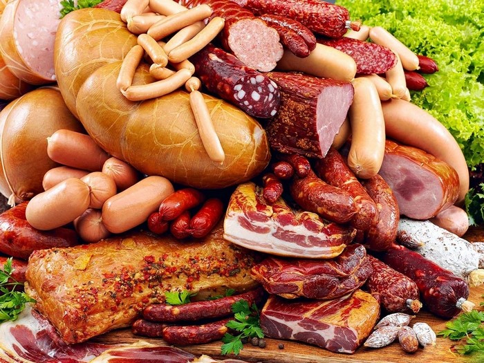 Assortment of Various Meats and Sausages