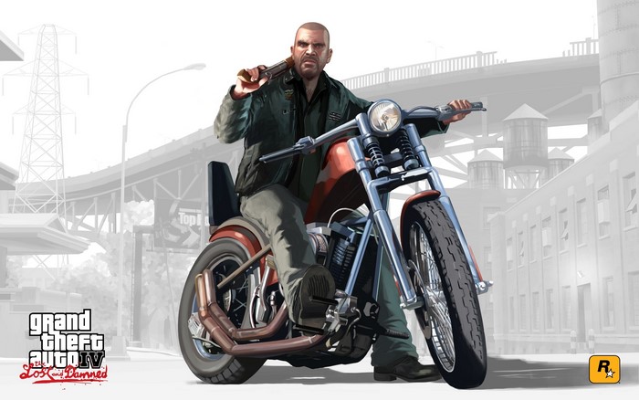 Johnny Klebitz from Grand Theft Auto IV: The Lost and Damned on a motorcycle