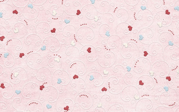 Pink textured background with hearts and swirls pattern