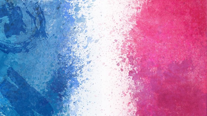 Abstract watercolor splashes of blue, white, and pink
