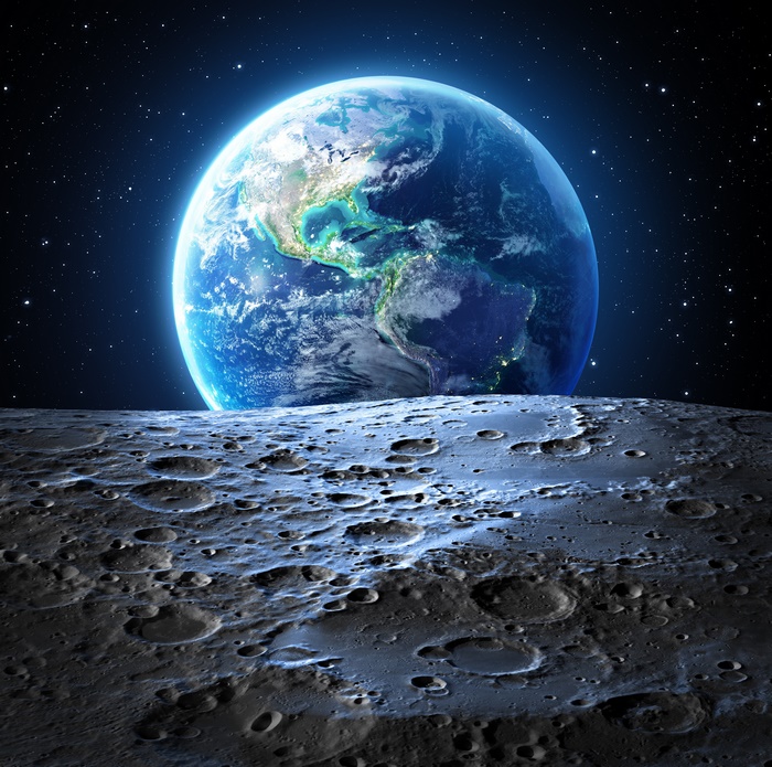 Earth and Moon in Space