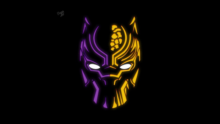 Black Panther mask split purple and gold