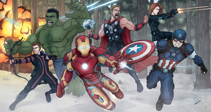 Avengers: Iron Man, Hulk, Thor, Black Widow, Hawkeye, Captain America