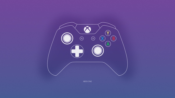 Xbox One controller on a purple gradient background