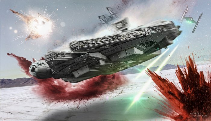 Millennium Falcon in Star Wars battle