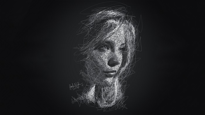 Natalie Dormer Abstract White Sketch 4K Art