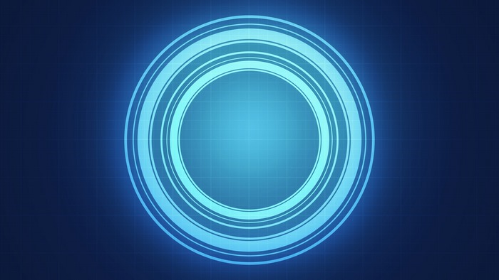 Abstract blue concentric circles on grid background