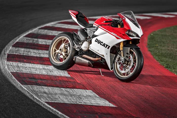 Ducati Panigale V4R motorcycle on a race track