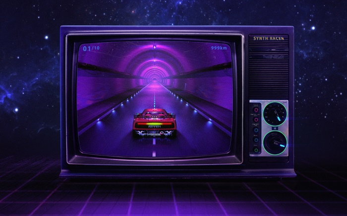 Synth Racer Ferrari in a Tunnel