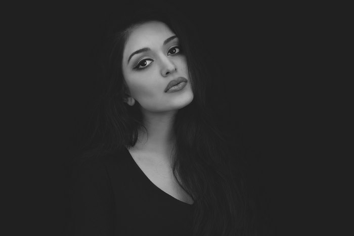 Monochrome Portrait of Woman with Intense Gaze 4K