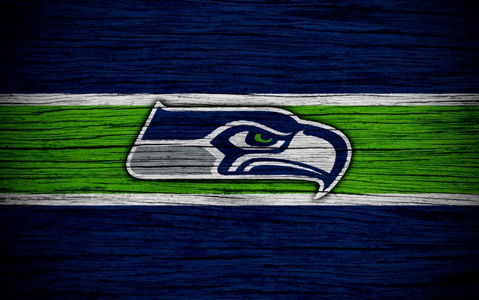 Seattle Seahawks Logo on Wood Grain Background