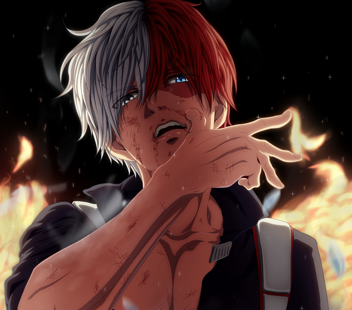 Shoto Todoroki in flames