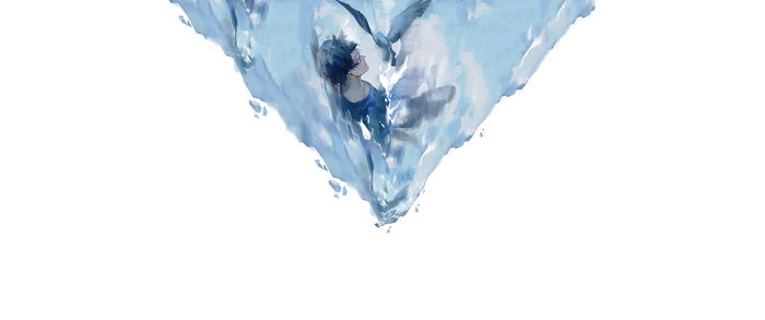 Nine from Zankyou No Terror swimming with a bird
