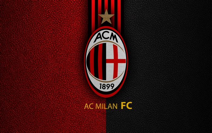 AC Milan FC logo with red and black background
