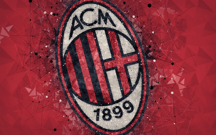 A.C. Milan Soccer Club Emblem on Red