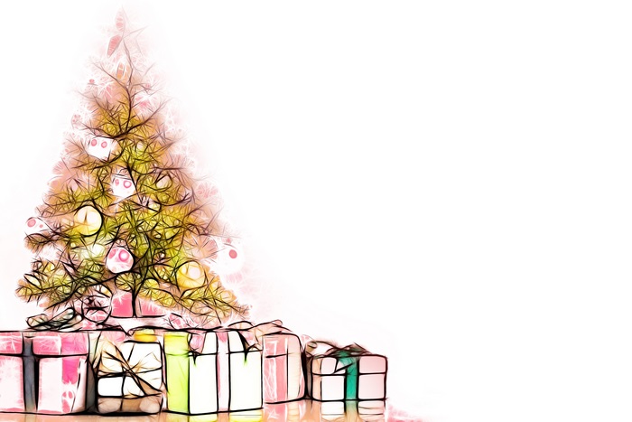 Minimalist Christmas Tree and Gift Drawing
