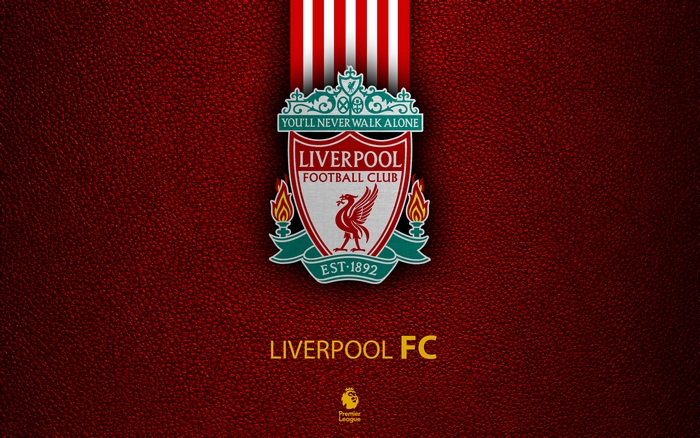 Liverpool FC logo on red textured background