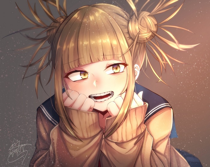 Himiko Toga Smiling Anime Girl with Golden Eyes