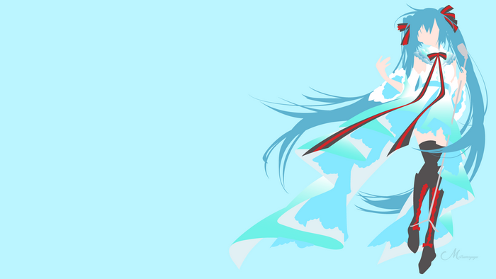 Hatsune Miku in a blue and white dress