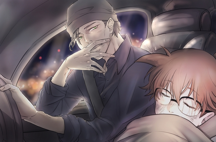 Contemplative Night Drive with Conan Edogawa and Shuichi Akai