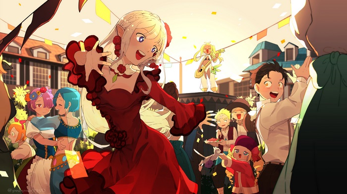 Emilia and friends celebrating at a festival