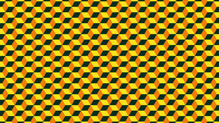 Geometric Pattern of Cubes in Yellow and Orange