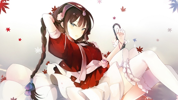 Newcastle from Azur Lane with autumn leaves