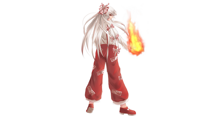 Fujiwara no Mokou from Touhou with fire
