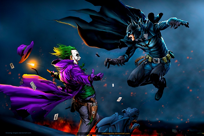 Batman and Joker fighting