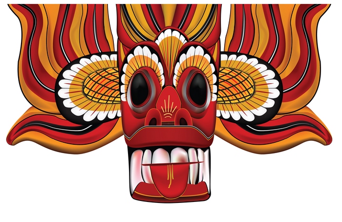 Illustration of a Sri Lankan devil mask