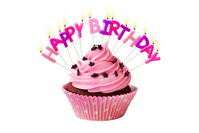 Happy Birthday Cupcake with Candles