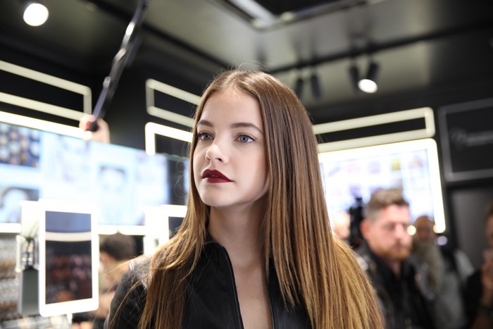 Barbara Palvin in a black jacket