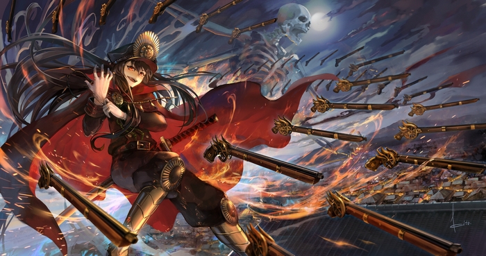 Oda Nobunaga from Fate/Grand Order with guns