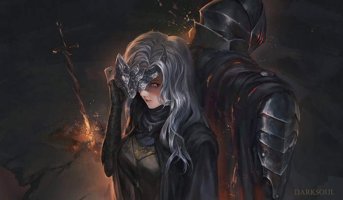 Fire Keeper from Dark Souls with Knight