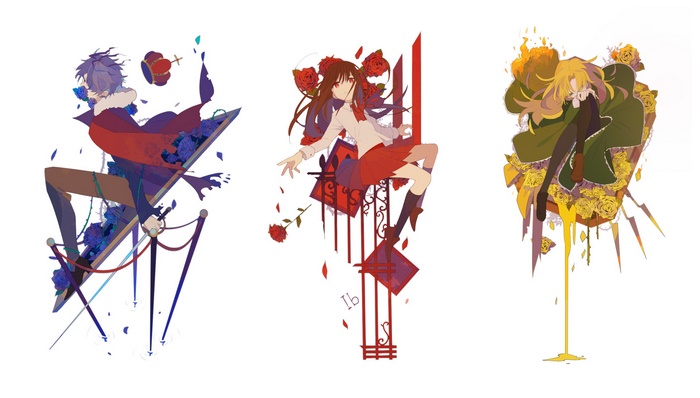 Ib characters Ib, Mary, and Gary with roses