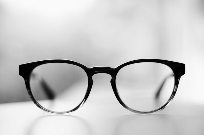 Black and white glasses on a table