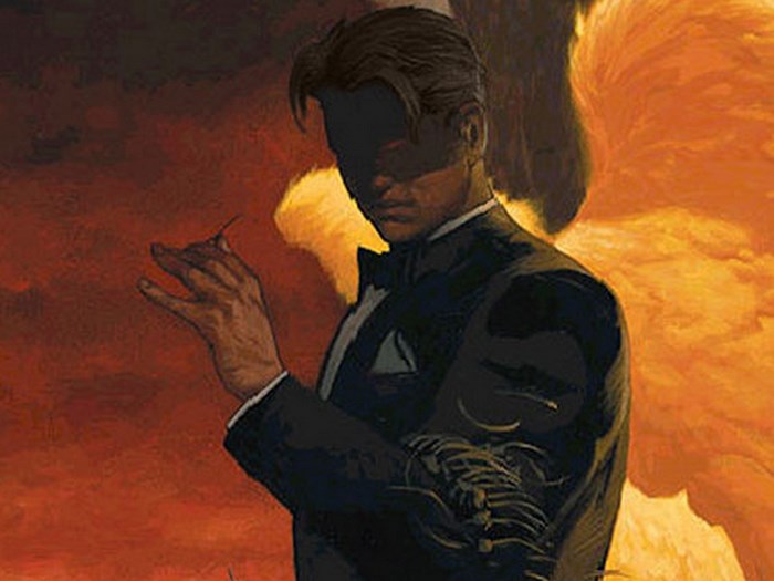 Mysterious Lucifer Morningstar with Fiery Background