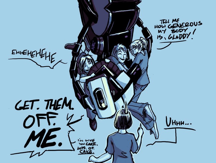 Portal GLaDOS with Chell and companions
