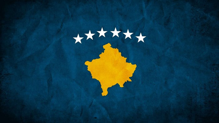 Flag of Kosovo with map and stars