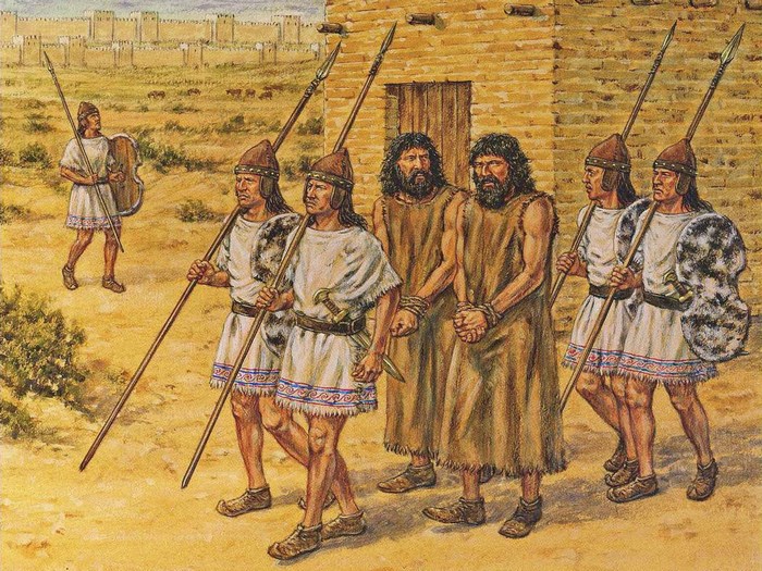 Hittite warriors escorting prisoners