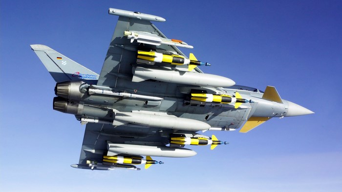 Eurofighter Typhoon jet with missiles